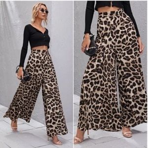 High waist leopard print palazzo Wide Leg pants
